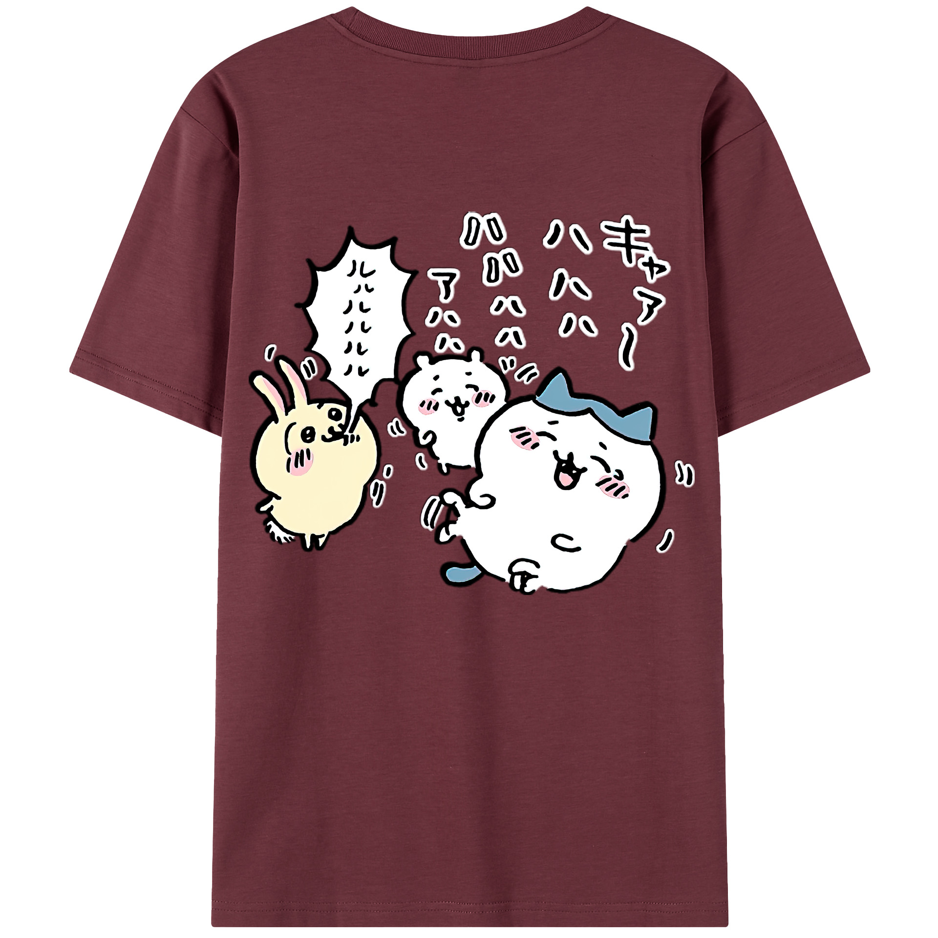 （画像用） ちいかわ うさぎ Chii-kawa usagi 綿100％半袖Tシャツ（背面プリント）